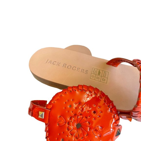 Jack Rogers NWOT Orange Patent Leather Sandals Size 11 - Picture 2 of 4